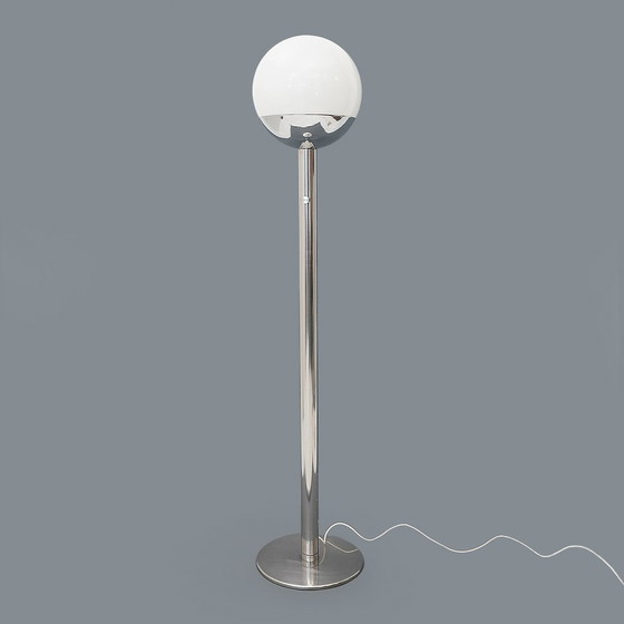 Image 1 of Floor Lamp In Chromed Metal And Glass By Luci, 1970S