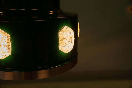 Image 1 of Lampe suspendue verte design vintage verre, métal Scandinave