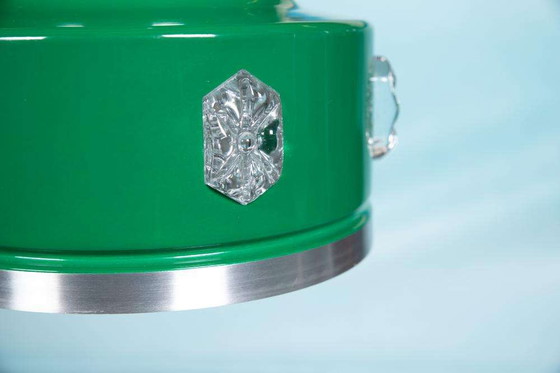 Image 1 of Lampada a sospensione verde dal design vintage in vetro e metallo, stile scandinavo