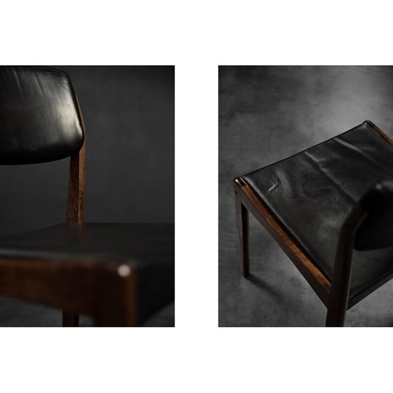 Image 1 of Set of 3 vintage rosewood and leather chairs by H.W. Klein for Bramin, Denmark 1960