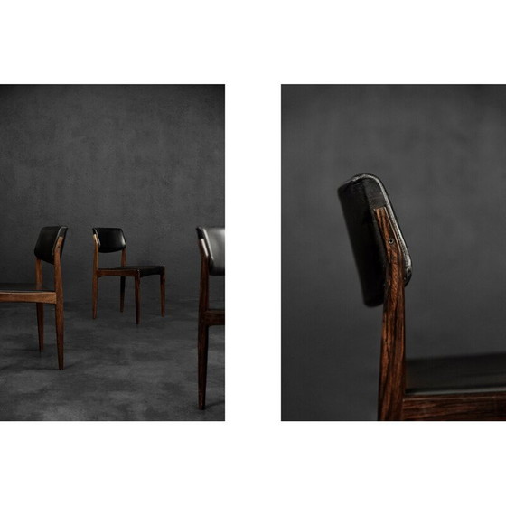 Image 1 of Set of 3 vintage rosewood and leather chairs by H.W. Klein for Bramin, Denmark 1960