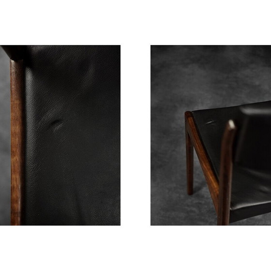 Image 1 of Set of 3 vintage rosewood and leather chairs by H.W. Klein for Bramin, Denmark 1960