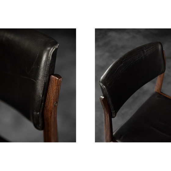 Image 1 of Set of 3 vintage rosewood and leather chairs by H.W. Klein for Bramin, Denmark 1960