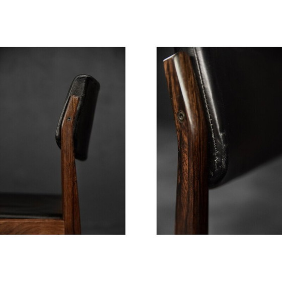 Image 1 of Set of 3 vintage rosewood and leather chairs by H.W. Klein for Bramin, Denmark 1960