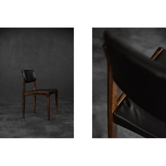 Image 1 of Set of 3 vintage rosewood and leather chairs by H.W. Klein for Bramin, Denmark 1960