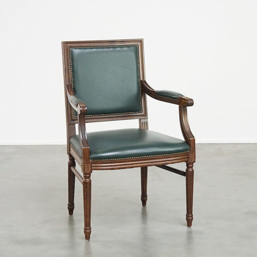 Dark Green Beef Leather English Chair