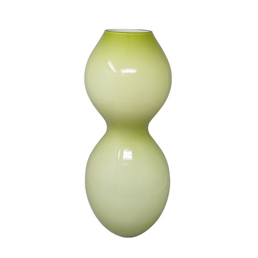 1970S Astonishing Space Age Green Vase In Murano Glass. Made In Italy