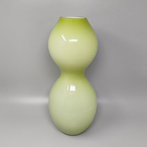 1970S Astonishing Space Age Green Vase In Murano Glass. Made In Italy