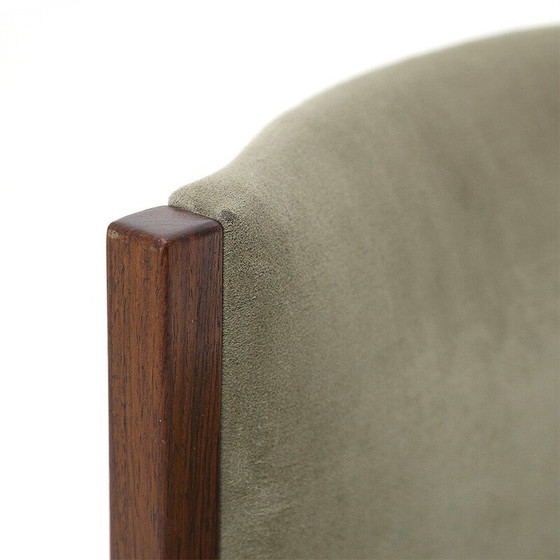 Image 1 of Set di 4 sedie vintage in legno e alcantara verde di Tito Agnoli per La Linea, 1960