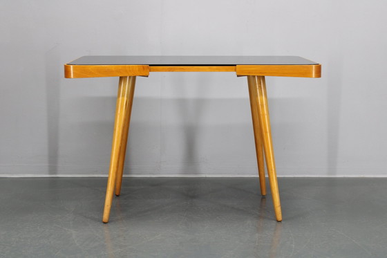 Image 1 of 1960S Beech Coffee Table With Glass Top , Czechoslovakia