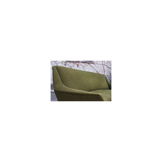 Image 1 of Vintage curved brass and wool sofa by Gigi Radice for Minotti, Italy 1950