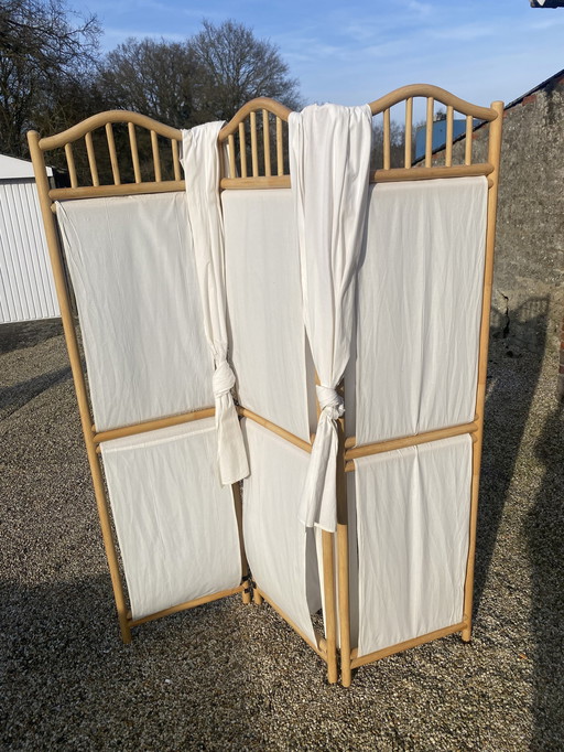 Vintage Folding Screen Rattan
