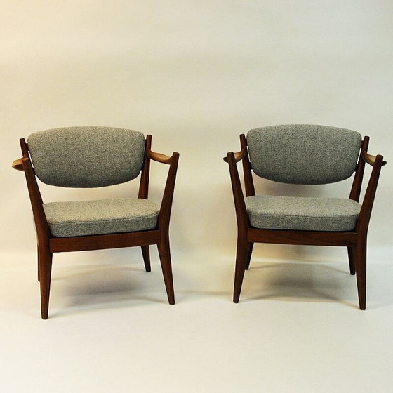 Image 1 of Set of 2 vintage teak "kaminstol" armchairs by Kayser & Relling, Norway 1950s