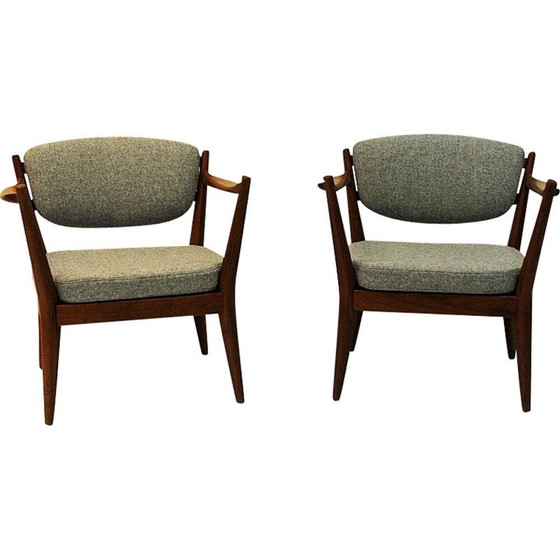 Image 1 of Set of 2 vintage teak "kaminstol" armchairs by Kayser & Relling, Norway 1950s