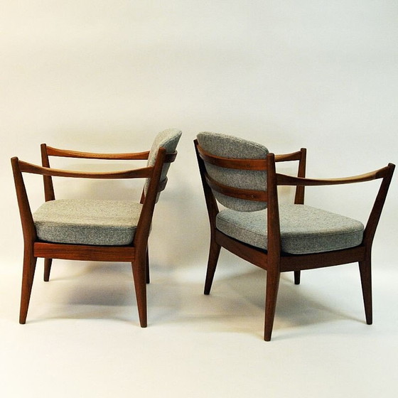 Image 1 of Set of 2 vintage teak "kaminstol" armchairs by Kayser & Relling, Norway 1950s