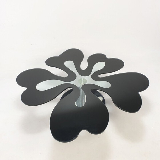 Image 1 of Flowered vintage coffee table in chrome and glass, Italy 1980
