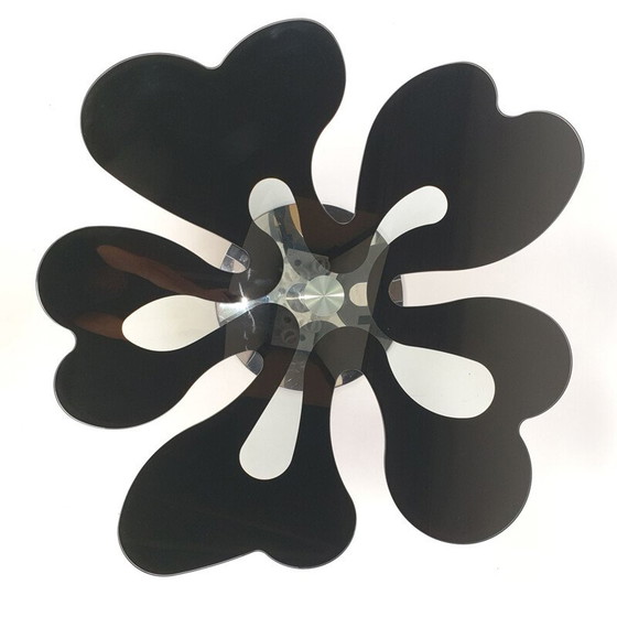 Image 1 of Flowered vintage coffee table in chrome and glass, Italy 1980