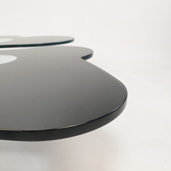 Image 1 of Flowered vintage coffee table in chrome and glass, Italy 1980