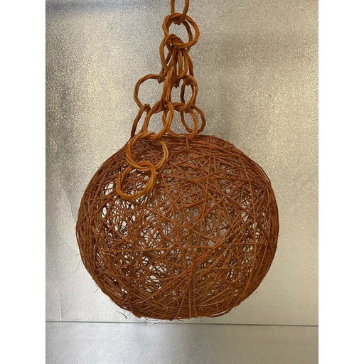 Vintage rattan ball pendant lamp