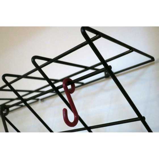 Image 1 of Black metal wall coat rack, 1950