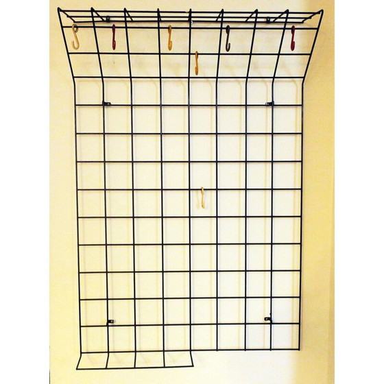 Image 1 of Black metal wall coat rack, 1950