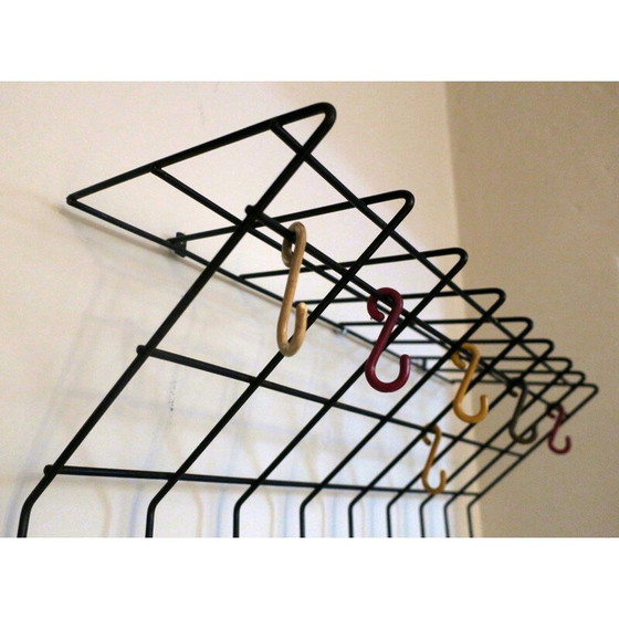 Image 1 of Black metal wall coat rack, 1950