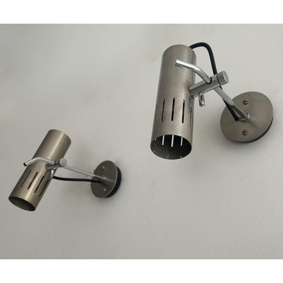Image 1 of Vintage A5 adjustable wall lamps in chromed and matt metal by Alain Richard for Disderot, 1960