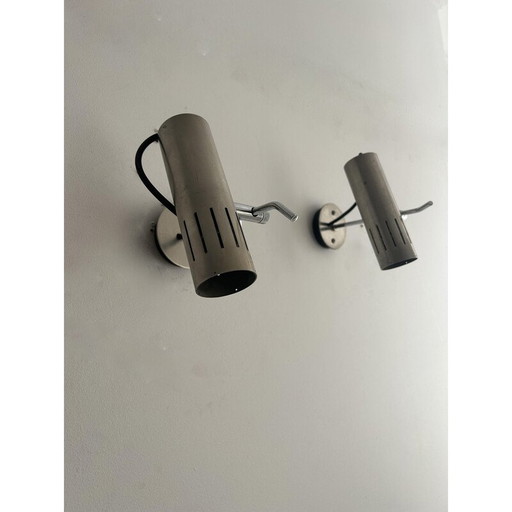 Vintage A5 adjustable wall lamps in chromed and matt metal by Alain Richard for Disderot, 1960
