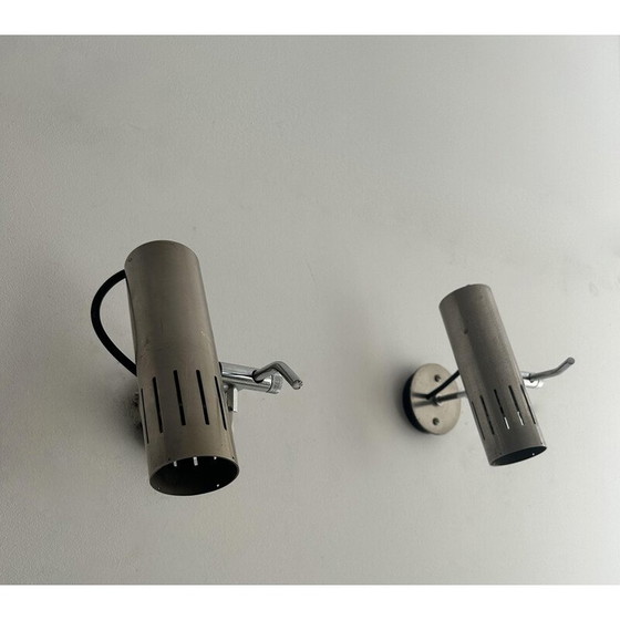 Image 1 of Vintage A5 adjustable wall lamps in chromed and matt metal by Alain Richard for Disderot, 1960