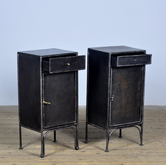 Image 1 of Set Iron Nightstands, 1910S