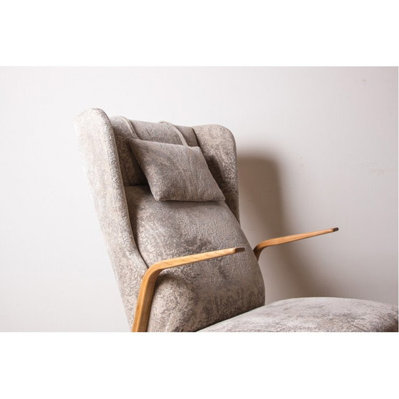 Image 1 of Vintage Konkav armchair in bent beech and fabric by Paul Bode for Federholz, Germany 1960