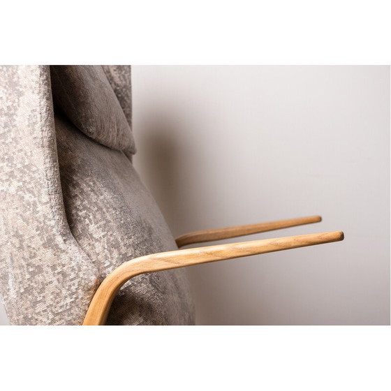Image 1 of Vintage Konkav armchair in bent beech and fabric by Paul Bode for Federholz, Germany 1960
