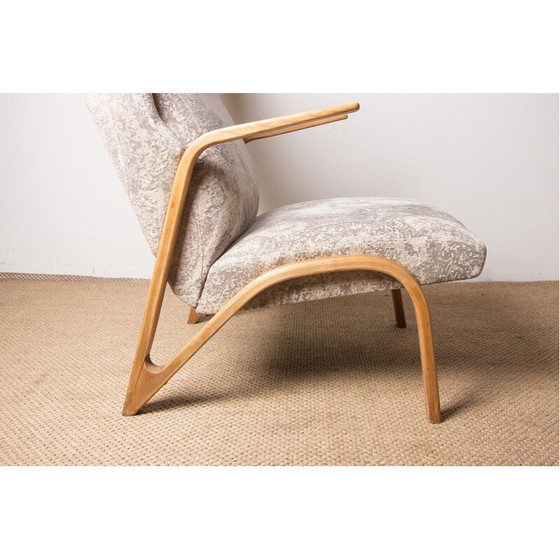 Image 1 of Vintage Konkav armchair in bent beech and fabric by Paul Bode for Federholz, Germany 1960