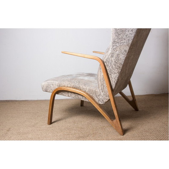 Image 1 of Vintage Konkav armchair in bent beech and fabric by Paul Bode for Federholz, Germany 1960