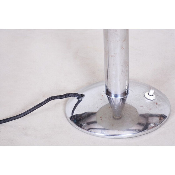 Image 1 of Pair of vintage Art Deco table lamps in chrome-plated steel, Czechia 1930s