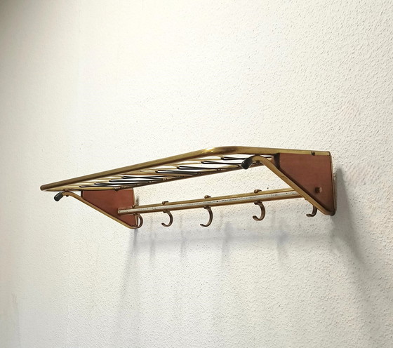 Image 1 of sixties string coat rack with teak