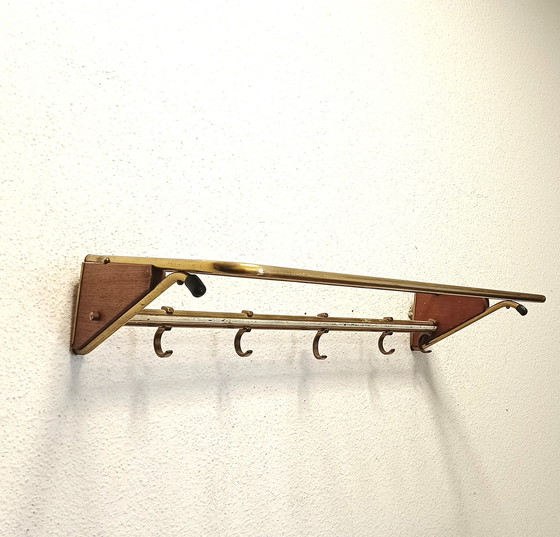 Image 1 of sixties string coat rack with teak