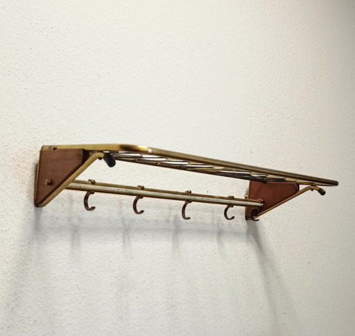 sixties string coat rack with teak