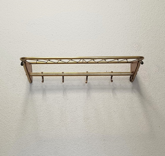 Image 1 of sixties string coat rack with teak