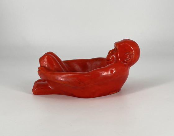 Image 1 of Business card holder Bowl Monkey ceramic Czech Republic Manufactory Rako Rakonitz