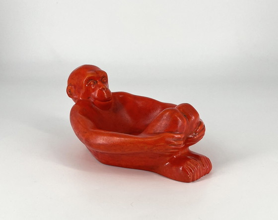 Image 1 of Business card holder Bowl Monkey ceramic Czech Republic Manufactory Rako Rakonitz