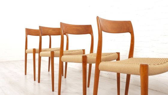 Image 1 of 4 X Dining Chair | Niels Otto Møller | Model 77 | Papercord | Teak | Restored