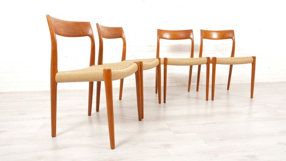 Image 1 of 4 X Dining Chair | Niels Otto Møller | Model 77 | Papercord | Teak | Restored