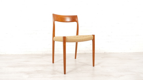 Image 1 of 4 X Dining Chair | Niels Otto Møller | Model 77 | Papercord | Teak | Restored