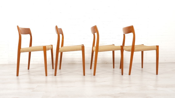 Image 1 of 4 X Dining Chair | Niels Otto Møller | Model 77 | Papercord | Teak | Restored