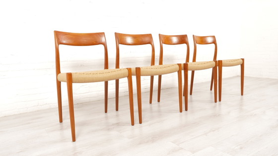 Image 1 of 4 X Dining Chair | Niels Otto Møller | Model 77 | Papercord | Teak | Restored