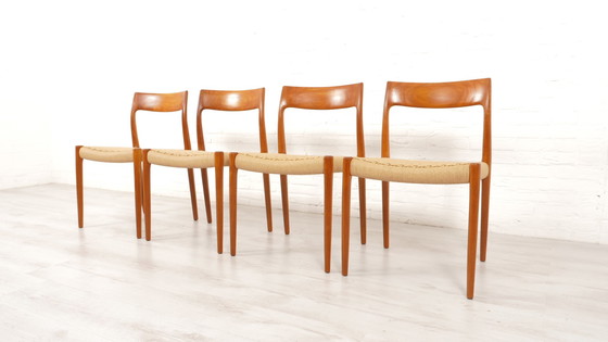 Image 1 of 4 X Dining Chair | Niels Otto Møller | Model 77 | Papercord | Teak | Restored