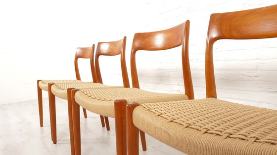 Image 1 of 4 X Dining Chair | Niels Otto Møller | Model 77 | Papercord | Teak | Restored