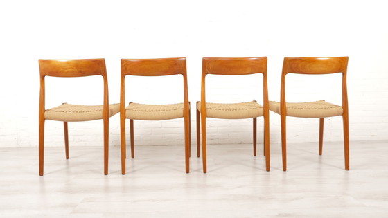 Image 1 of 4 X Dining Chair | Niels Otto Møller | Model 77 | Papercord | Teak | Restored