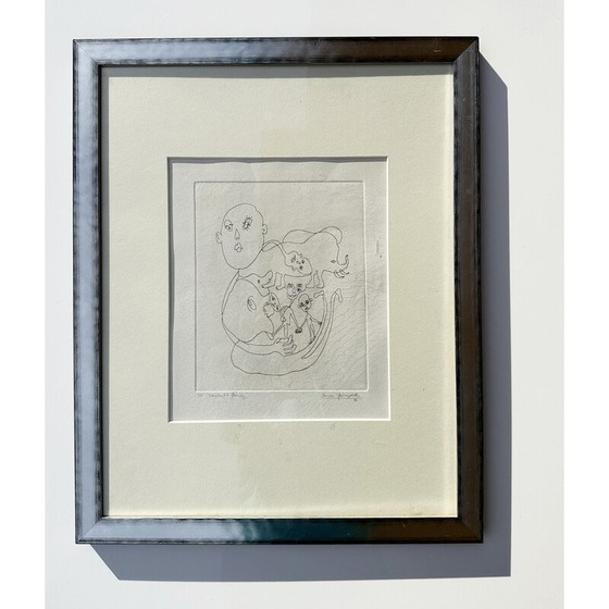 Image 1 of Vintage lithograph in lacquered wooden frame by L. Gewisgold, 1970
